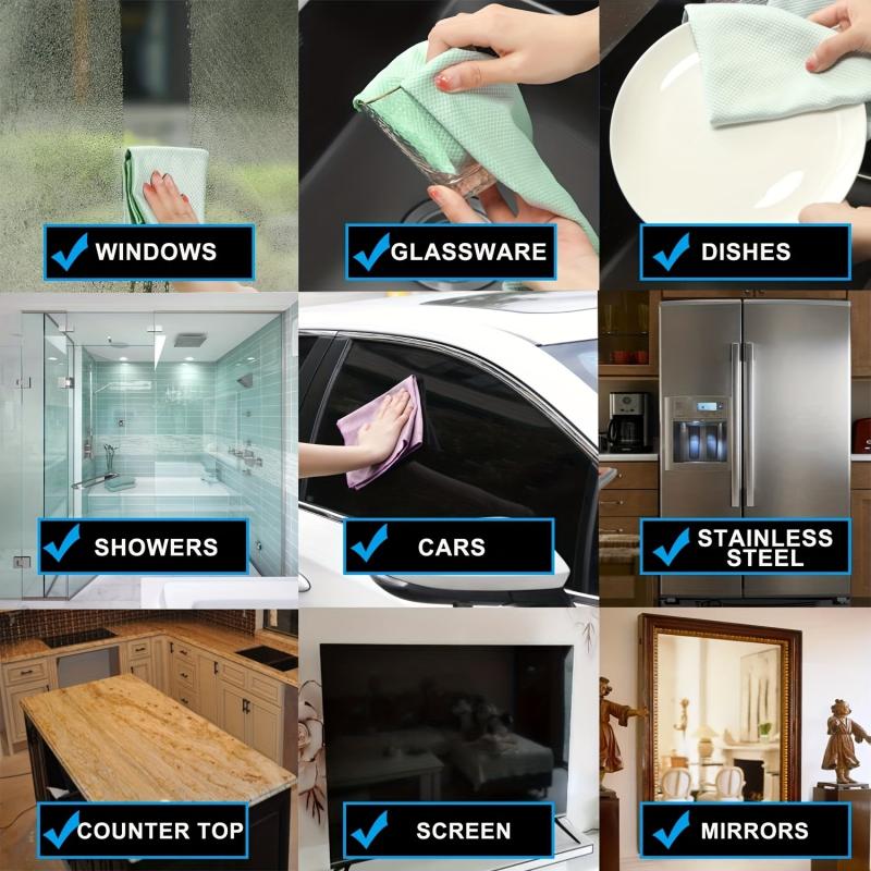 10pcs Microfiber Cleaning Cloths for Kitchen Counters Windows Mirrors Glass