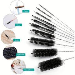 10pcs Bottle Cleaning Brushes Set - Nylon Tube Straw Cleaner