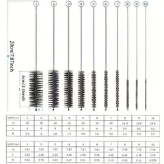 10pcs Bottle Cleaning Brushes Set - Nylon Tube Straw Cleaner