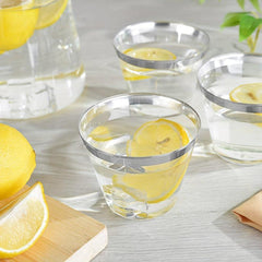 25Pcs Disposable Plastic Glasses 9oz Golden Rim Whiskey Cocktail
