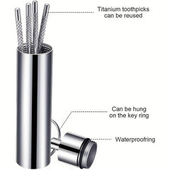 7pcs Portable Stainless Steel Toothpicks Pocket Set Reusable Metal Toothpicks