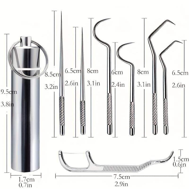 7pcs Portable Stainless Steel Toothpicks Pocket Set Reusable Metal Toothpicks
