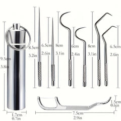 7pcs Portable Stainless Steel Toothpicks Pocket Set Reusable Metal Toothpicks