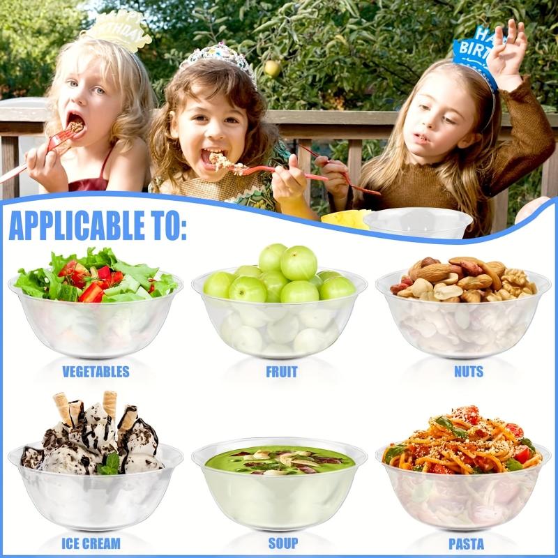 50pcs 12oz Plastic Bowls Transparent Salad Bowls for Parties and Events