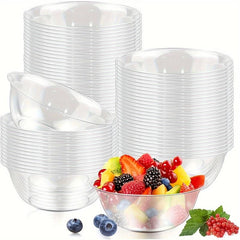 50pcs 12oz Plastic Bowls Transparent Salad Bowls for Parties and Events