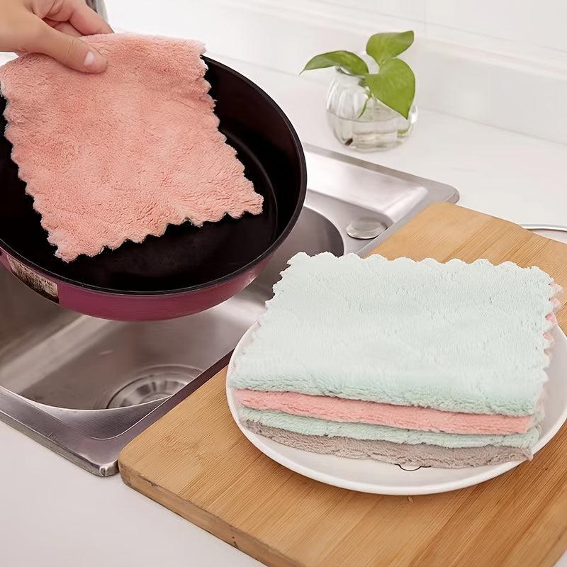 10pcs Double Sided Absorbent Kitchen Towels for Cleaning, Dishes, and More