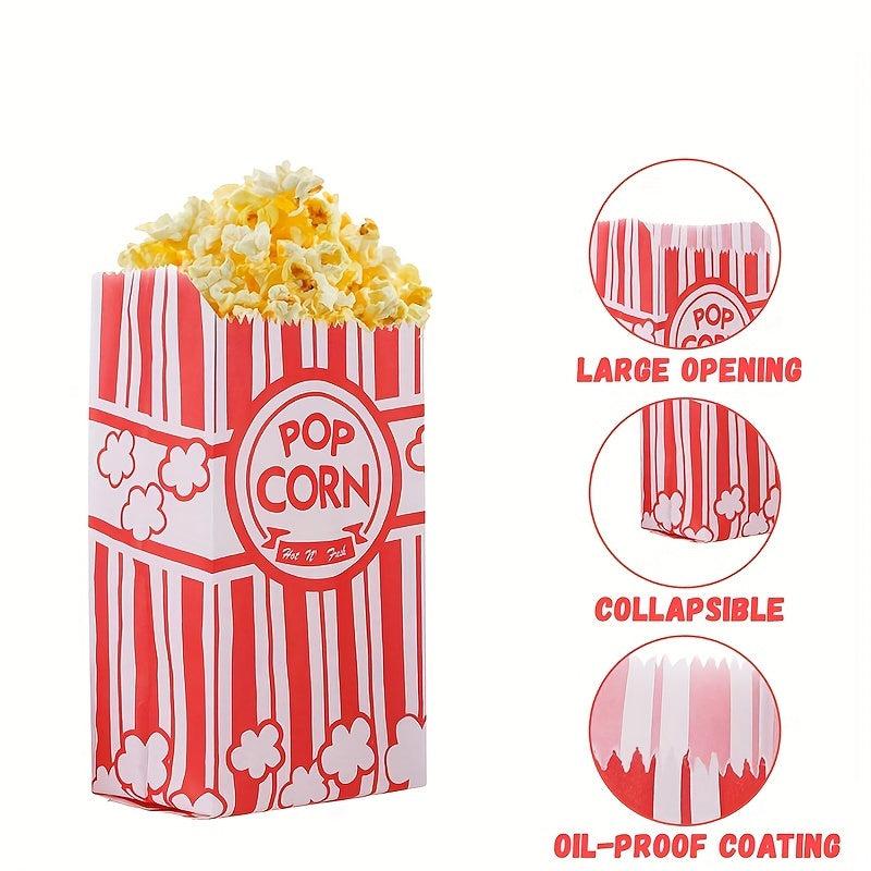 50PCS 1oz Paper Popcorn Bags Disposable Food Packaging Popcorn Accessories