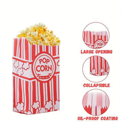 50PCS 1oz Paper Popcorn Bags Disposable Food Packaging Popcorn Accessories