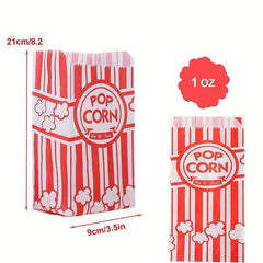 50PCS 1oz Paper Popcorn Bags Disposable Food Packaging Popcorn Accessories