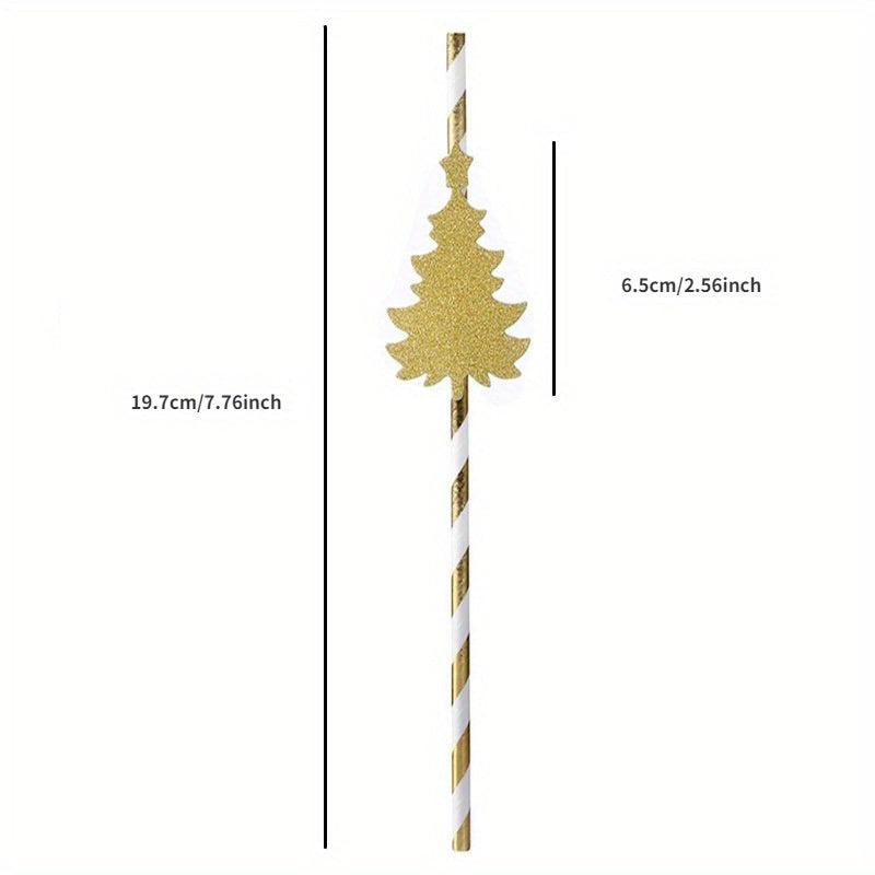 6pcs Christmas Paper Straws Tree Pattern Disposable Party Decorations