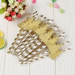 6pcs Christmas Paper Straws Tree Pattern Disposable Party Decorations