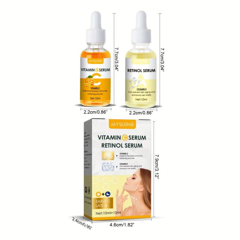 2pcs Vitamin C Retinol Firming Serum Softens Skin Smoothes Wrinkles Skin Care
