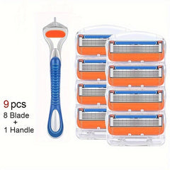 5pcs Manual Men's Razor 5 layer Blades Razor For Men With Dual Lubrication