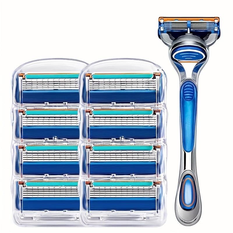 5pcs Manual Men's Razor 5 layer Blades Razor For Men With Dual Lubrication