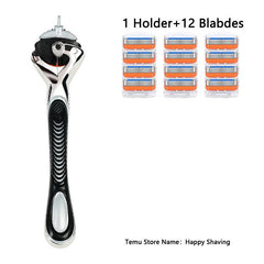 5-Layer Reusable Safety Razor Set - Stainless Steel Blades for Men and Women
