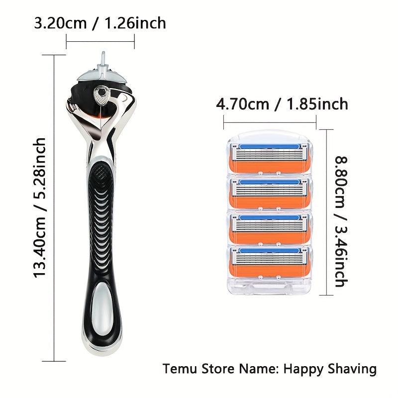 5-Layer Reusable Safety Razor Set - Stainless Steel Blades for Men and Women