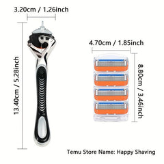 5-Layer Reusable Safety Razor Set - Stainless Steel Blades for Men and Women