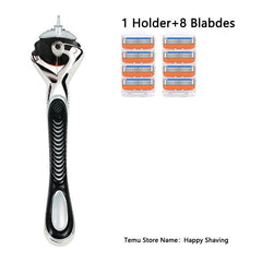 5-Layer Reusable Safety Razor Set - Stainless Steel Blades for Men and Women