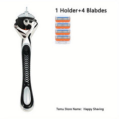 5-Layer Reusable Safety Razor Set - Stainless Steel Blades for Men and Women
