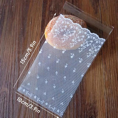 100pcs Lace Pattern Cellophane Bags Self Adhesive Pouches