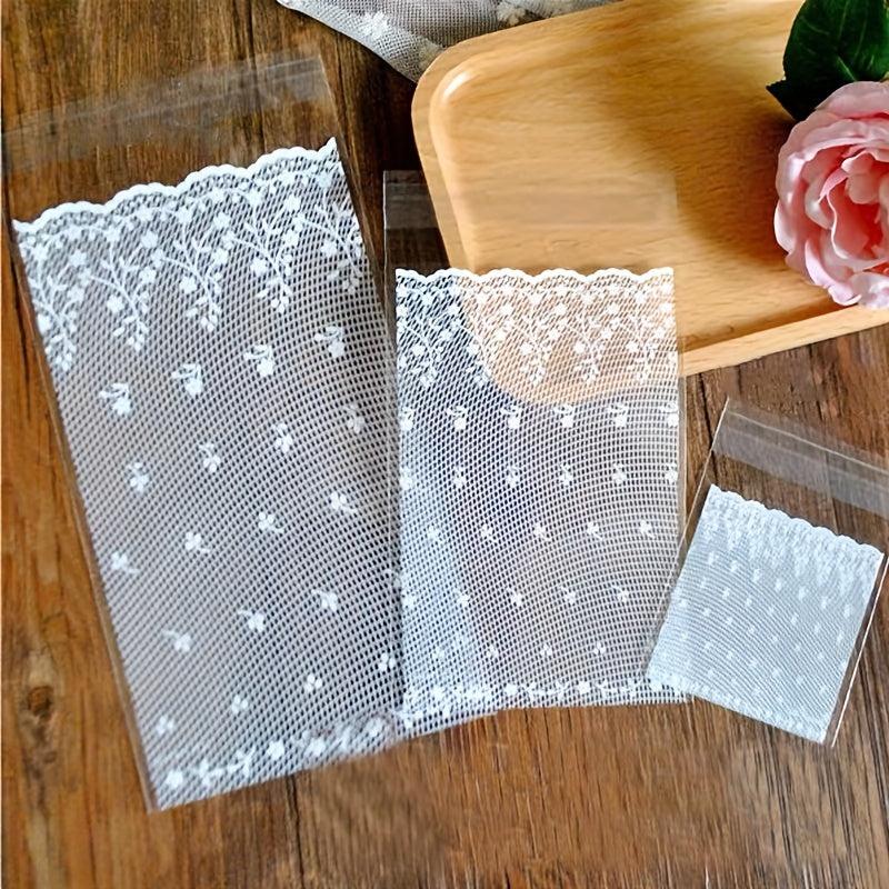 100pcs Lace Pattern Cellophane Bags Self Adhesive Pouches
