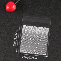 100pcs Lace Pattern Cellophane Bags Self Adhesive Pouches