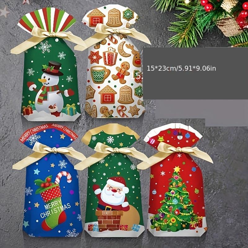 50pcs Christmas Drawstring Bags Rabbit Ear Gift Bags Mixed Packaging Bags