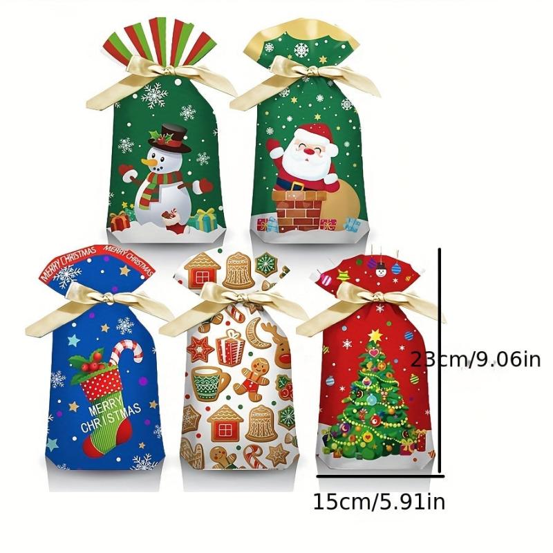 50pcs Christmas Drawstring Bags Rabbit Ear Gift Bags Mixed Packaging Bags