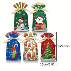 50pcs Christmas Drawstring Bags Rabbit Ear Gift Bags Mixed Packaging Bags