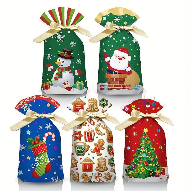 50pcs Christmas Drawstring Bags Rabbit Ear Gift Bags Mixed Packaging Bags