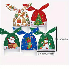 50pcs Christmas Drawstring Bags Rabbit Ear Gift Bags Mixed Packaging Bags