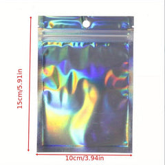 10pcs Smell Proof Bags & Resealable Mylar Sample Bag Holographic