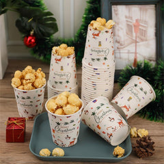 Pack of 50 9oz Disposable Paper Cups for Christmas Party