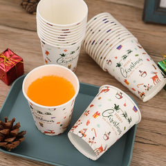 Pack of 50 9oz Disposable Paper Cups for Christmas Party