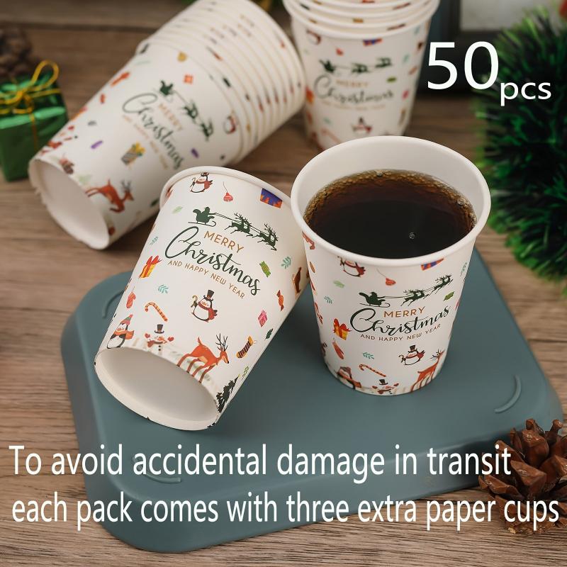 Pack of 50 9oz Disposable Paper Cups for Christmas Party