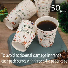 Pack of 50 9oz Disposable Paper Cups for Christmas Party