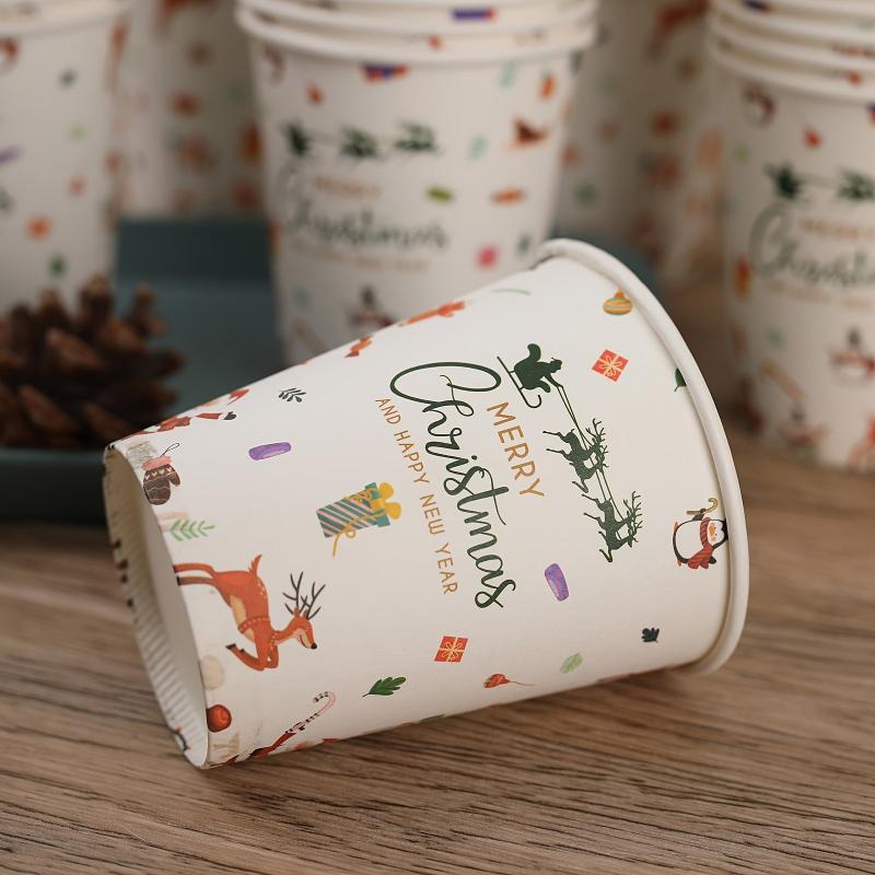Pack of 50 9oz Disposable Paper Cups for Christmas Party