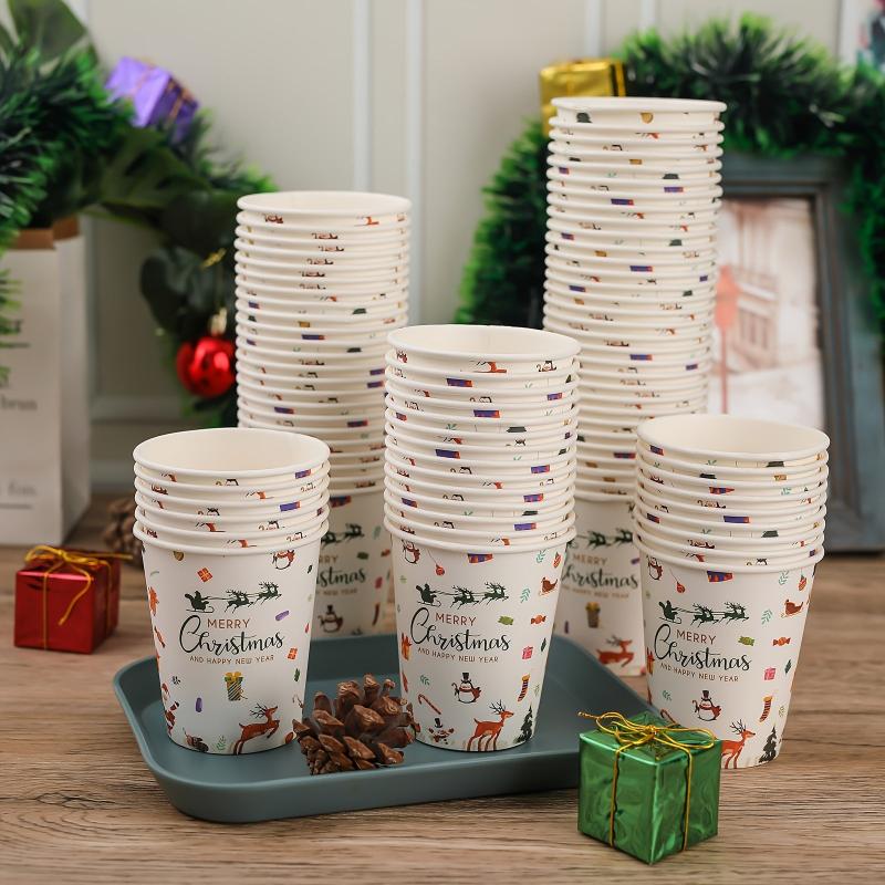 Pack of 50 9oz Disposable Paper Cups for Christmas Party