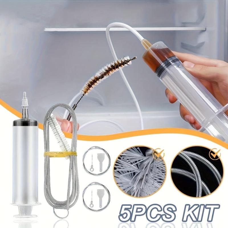 5pcs Refrigerator Drain Cleaning Brush and Suction Syringe Set