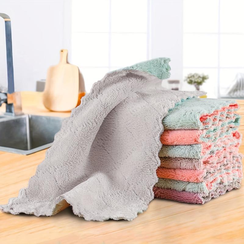Thickened Double Sided Cleaning Cloth 12pcs Two Plaid Dishcloths Cleaning Rags