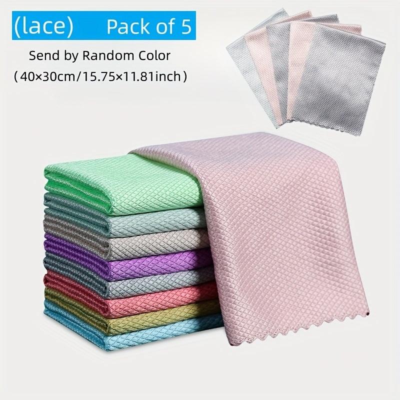 5pcs Fish Scale Glass Wiping Cloth Car Glass Window Cleaning Cloth