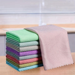 5pcs Fish Scale Glass Wiping Cloth Car Glass Window Cleaning Cloth