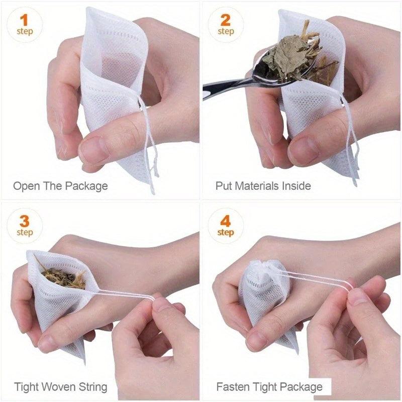 50PCS Disposable Tea Bags Non-woven Tea Infuser String Heal Seal