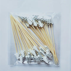 50Pcs Christmas Fruit Sticks Bamboo Xmas Ornaments Kitchen Supplies