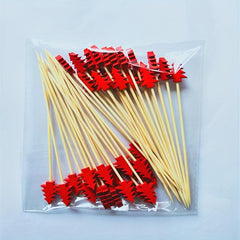 50Pcs Christmas Fruit Sticks Bamboo Xmas Ornaments Kitchen Supplies