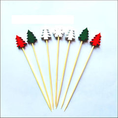 50Pcs Christmas Fruit Sticks Bamboo Xmas Ornaments Kitchen Supplies