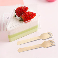 50 Pcs Disposable Wooden Forks 16.51 cm Biodegradable Natural Utensils