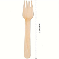 50 Pcs Disposable Wooden Forks 16.51 cm Biodegradable Natural Utensils