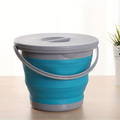 1pc Folding Bucket With Lid Portable Water Bucket for Camping Fishing