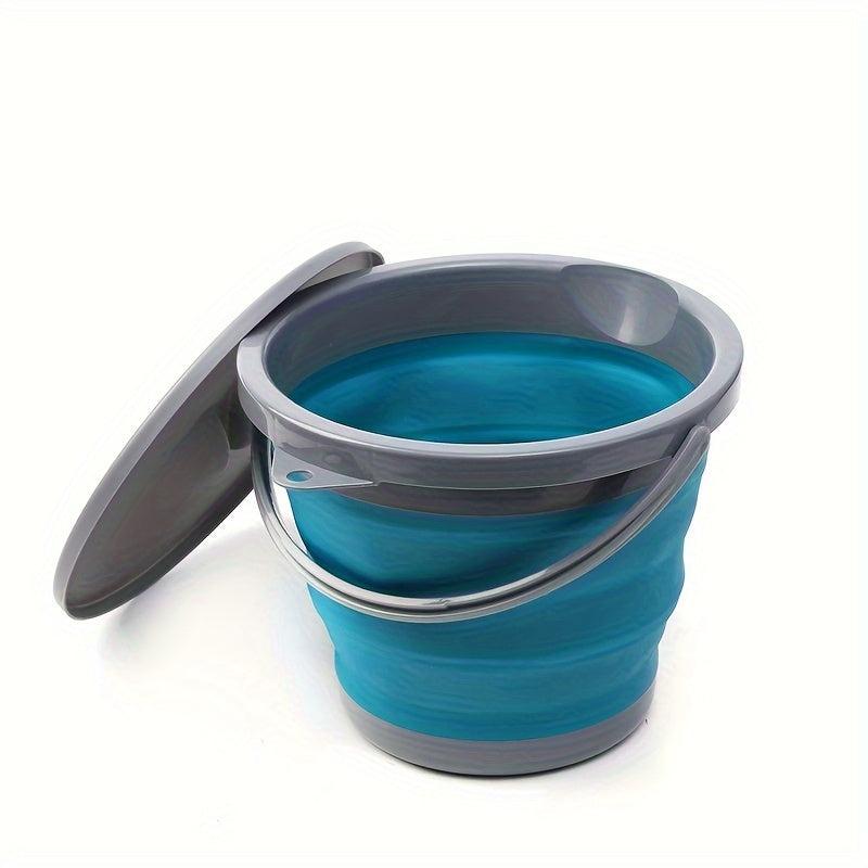 1pc Folding Bucket With Lid Portable Water Bucket for Camping Fishing